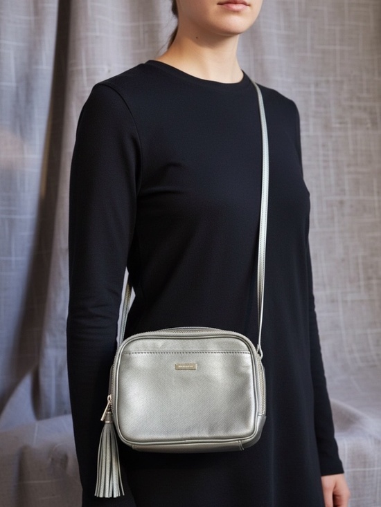 Danier Handbags - Danier 100% Metallic Leather Crossbody with Tassel